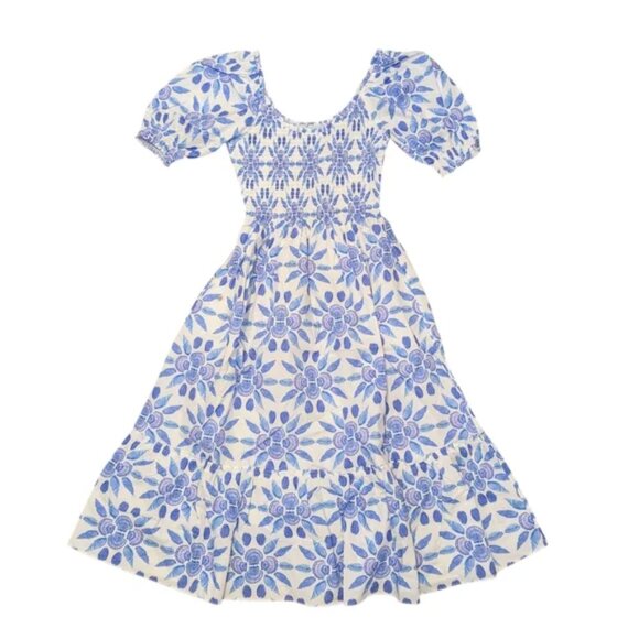 Hill House Dresses & Skirts - Hill House Louisa Nap Dress Blue Shell Mosaic Cotton Size Small